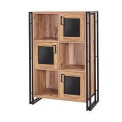 Colisart Tablero alto de 3 puertas W89xH127cm Metal negro y madera natural