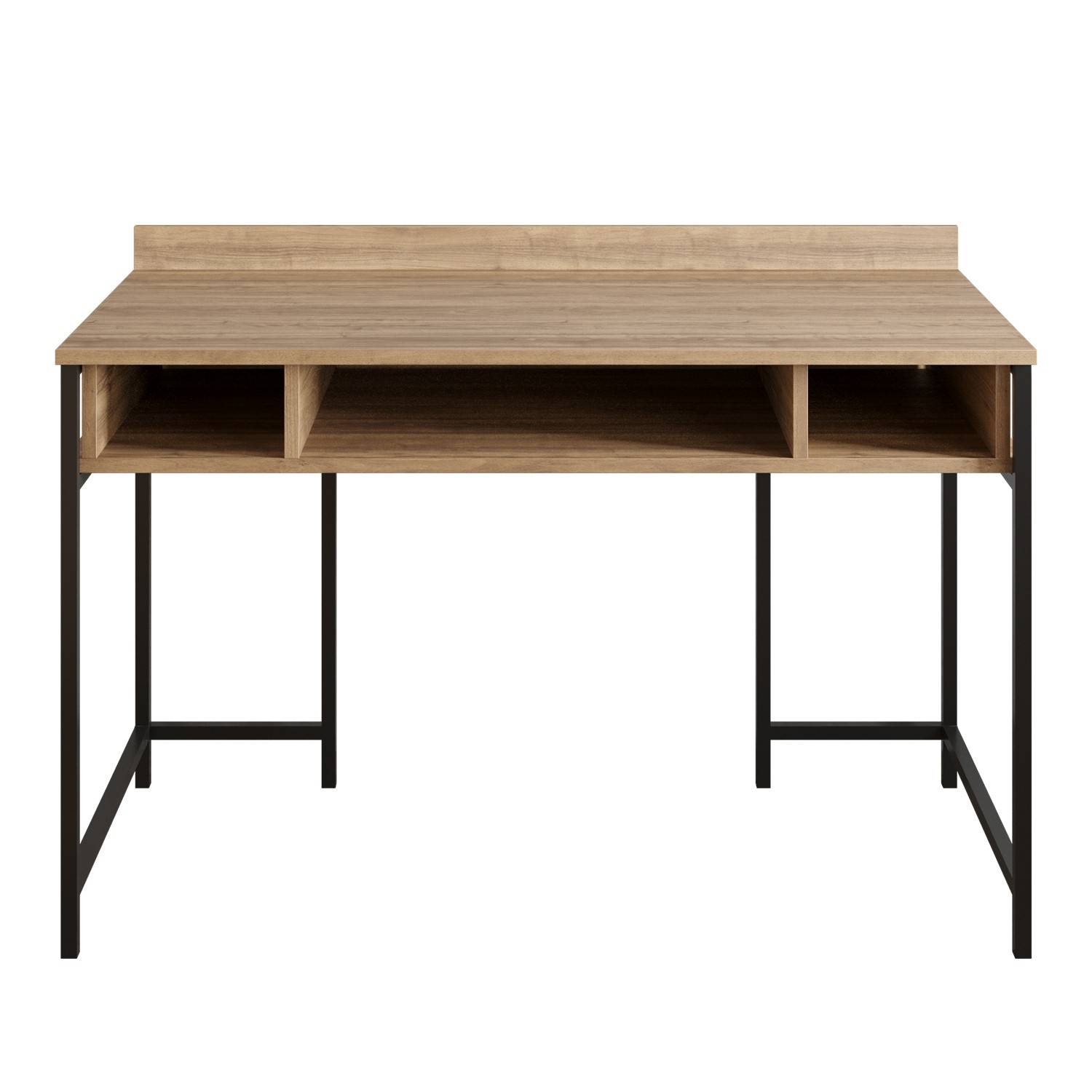 Plinio 3-shelf Desk 119,5x65,2cm Legno naturale e metallo nero