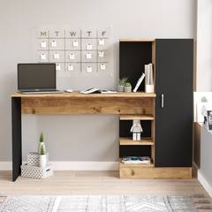 Gretak bureau, kast en plank Natuurlijk en zwart hout