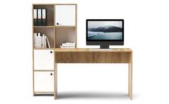Halkov boekenkast bureau L156cm Licht hout en Wit