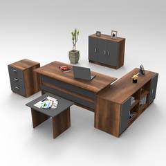 Schreibtisch, Sideboard, Schrank, Kommode und Couchtisch Busymo Dunkle Eiche und Grau