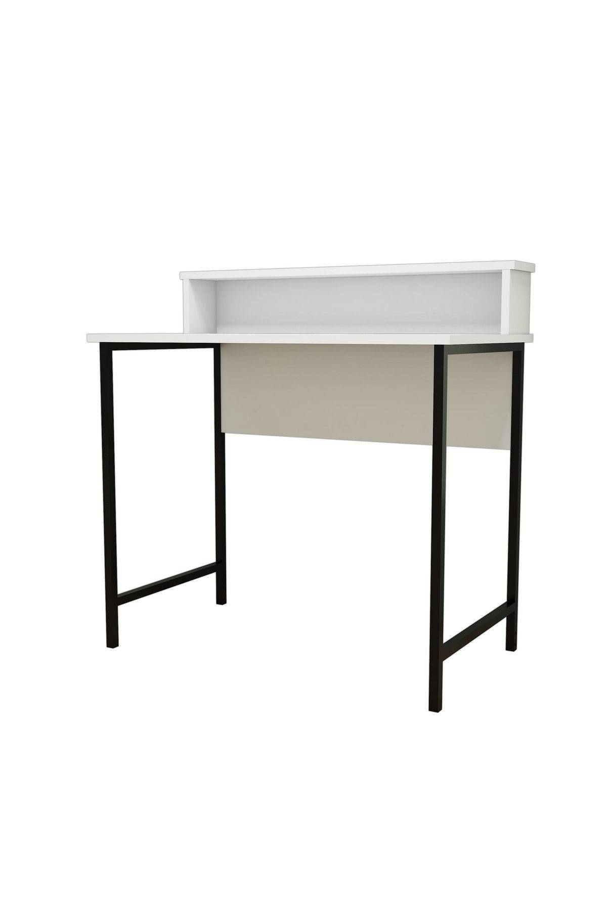 Schreibtisch Chahla 90cm Holz Weiß und Metall Schwarz