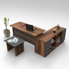 Schreibtisch, Sideboard und Couchtisch Busymo Dunkle Eiche und Grau
