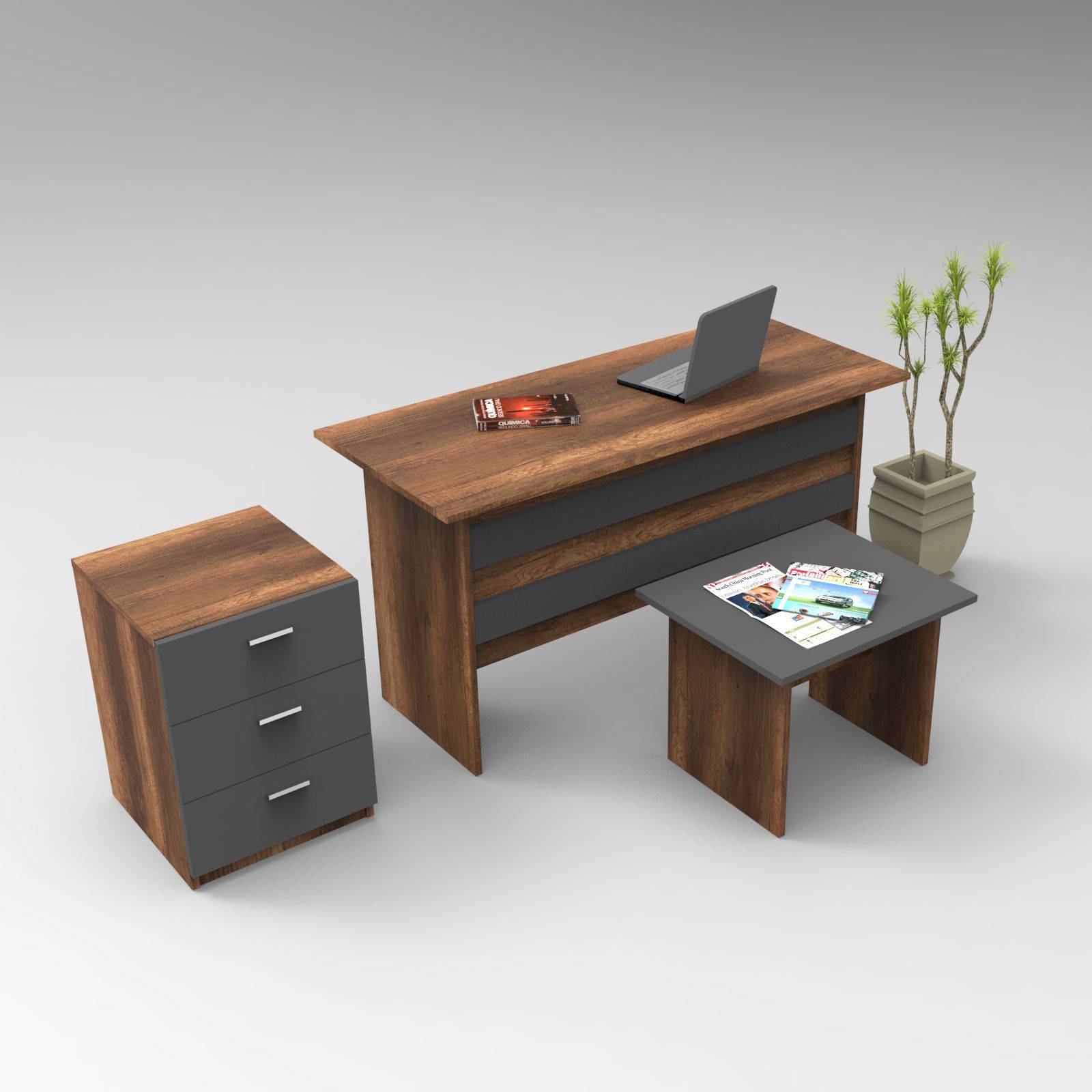 Bureau stylé à 3 tiroirs table rectangulaire design avec pieds en