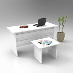 Moderner Schreibtisch mit Couchtisch Busymo White