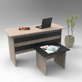 Set scrivania, tavolino e cassettiera Busymo Nature e Grey Wood