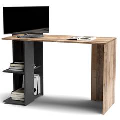 Moderner Schreibtisch mit Regalen B120cm Pacolo Industrielle Eiche und Grau