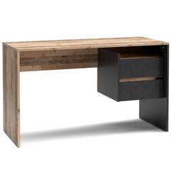 Moderner Schreibtisch mit Schubladen B125cm Pacolo Industrielle Eiche und Grau