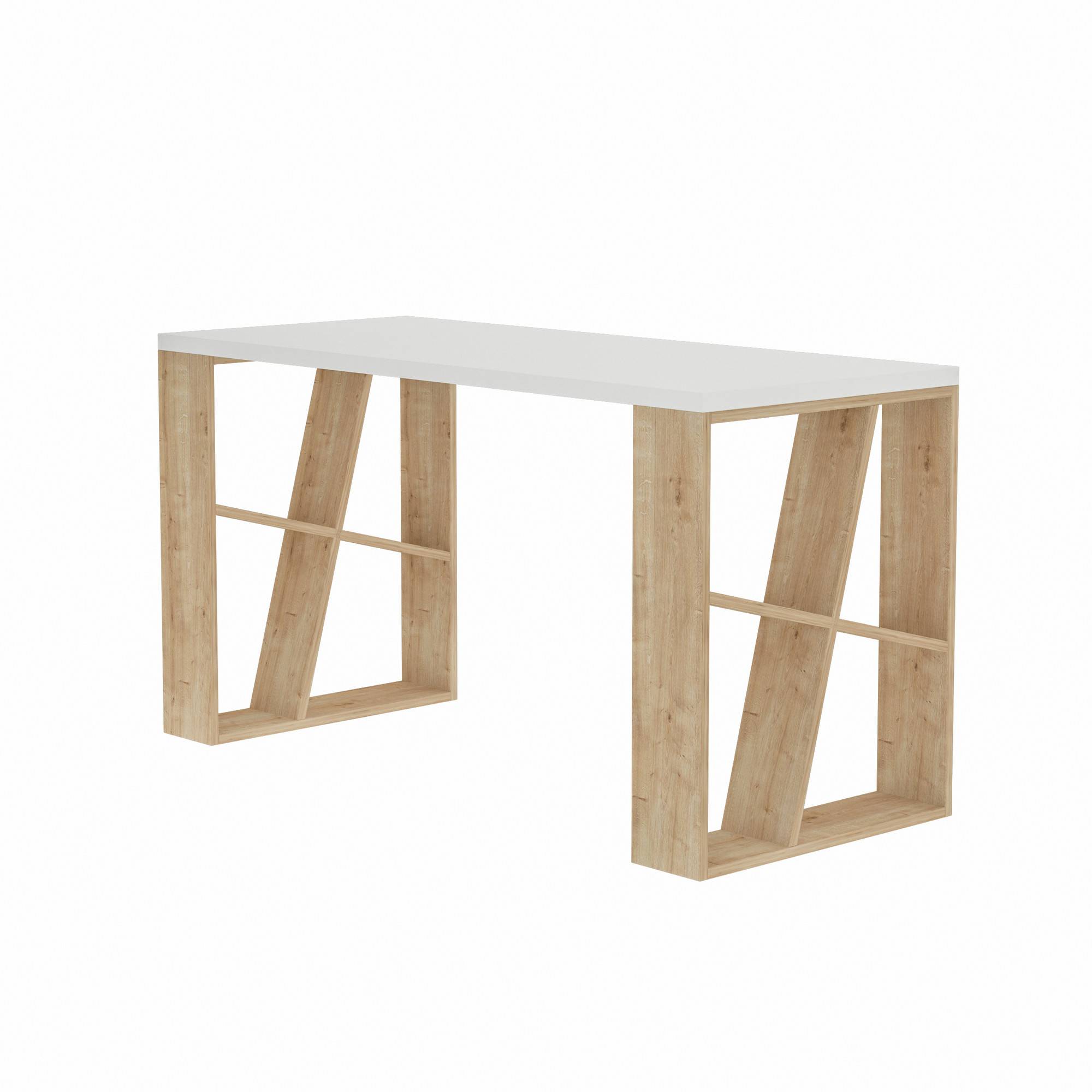 Schreibtisch Taiga 140x75cm Holz Weiß und Eiche