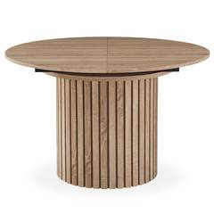 Tavolo rotondo allungabile Burkina 120-160 cm con gamba a colonna centrale, legno Sonoma