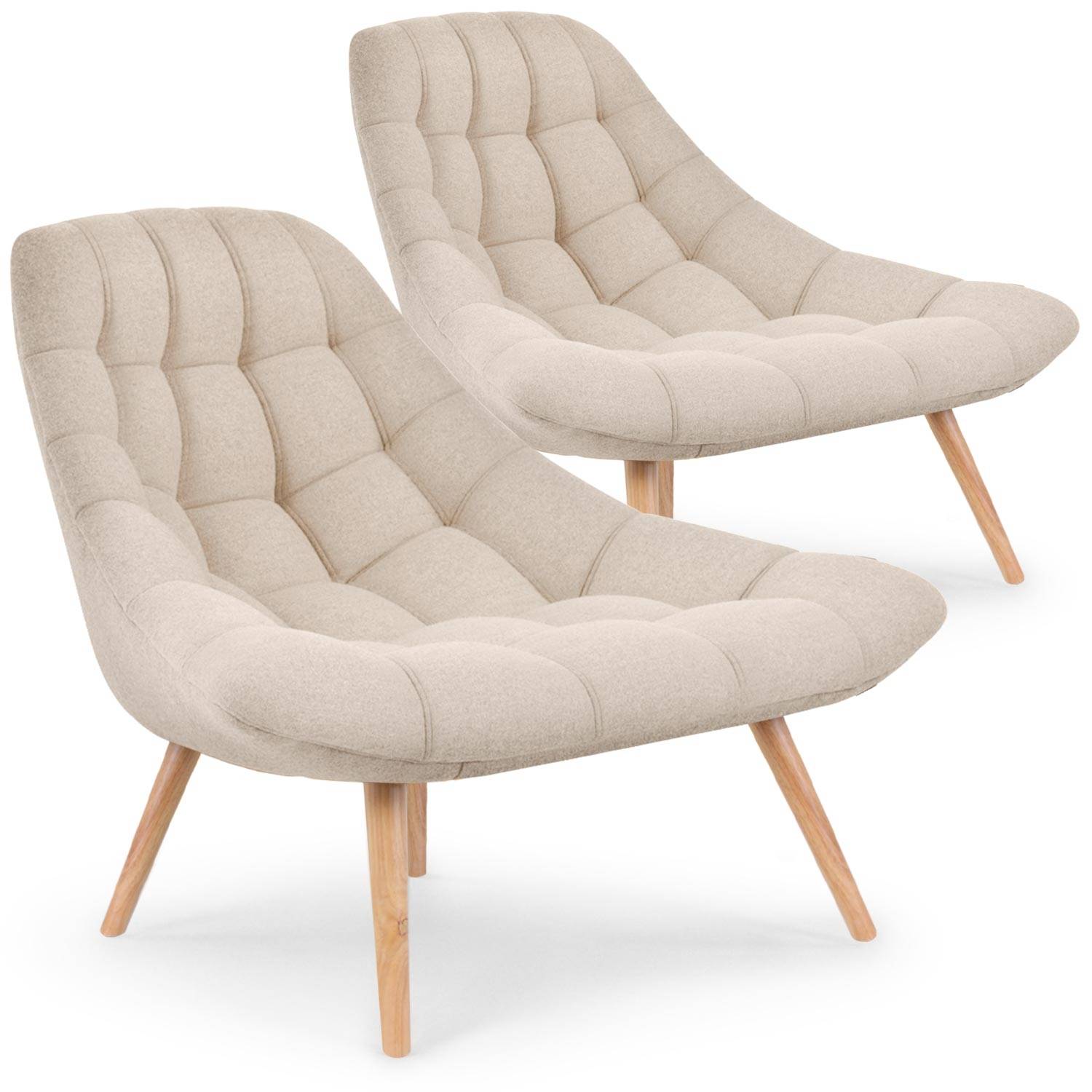 Set van 2 Danios fauteuils in beige stof