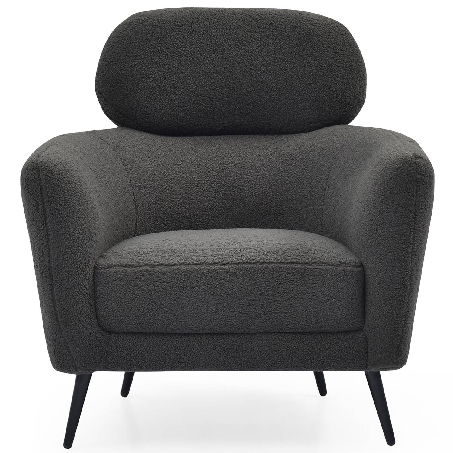 Moderner Sessel mit hoher Rückenlehne Damigal Bouclé-Stoff Dunkelgrau