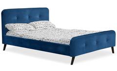 Lit scandinave avec tête de lit et sommier 140x190cm Delano Velours Bleu