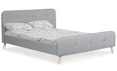 Delano Skandinavisches Bett mit Kopfteil und Lattenrost 160x200cm, Stoffbezug Grau