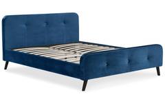 Scandinavisch bed met hoofdeinde en boxspring 160x200cm Delano Blauw Velvet