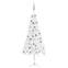Mezzo albero di Natale bianco Hope H210cm con LED e palline argentate