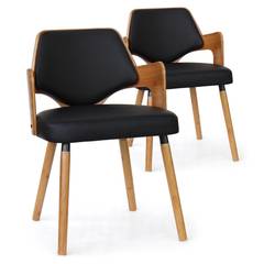 Set di 2 sedie scandinave Dima in legno naturale e nero