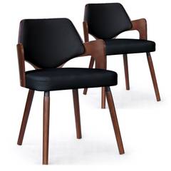 Set van 2 Scandinavische stoelen Dima Hout Hazelnoot en Zwart