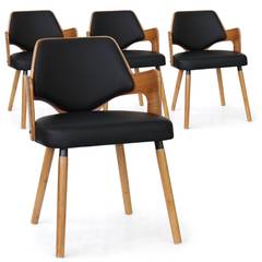 Set di 4 sedie scandinave Dima in legno naturale e nero