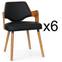Set van 6 Dima Scandinavische stoelen in natuurlijk hout en zwart