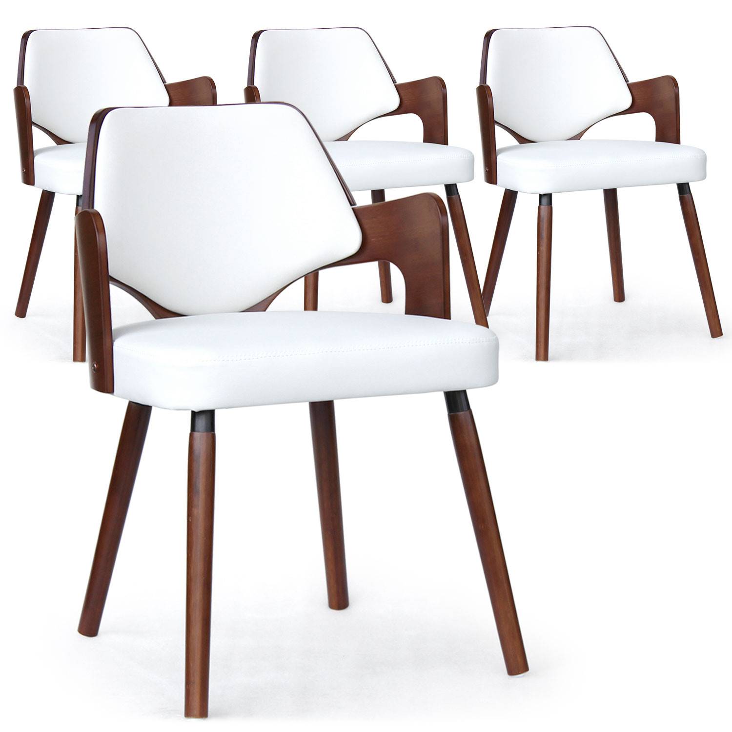 Juego de 4 sillas escandinavas Dima de madera color avellana y blanco