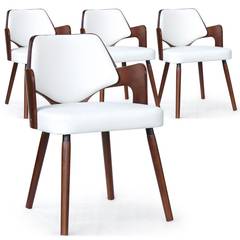 Set van 4 Dima Scandinavische stoelen in hazelnoot en wit hout