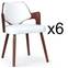 Set van 6 Dima Scandinavische stoelen in hazelnoot en wit hout