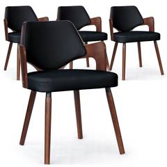 Juego de 4 sillas escandinavas Dima de madera avellana y negra