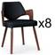Set van 8 Dima Scandinavische stoelen in hazelnoot en zwart hout