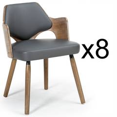 Set aus 8 skandinavischen Stühlen Dima Holz Vintage Grau