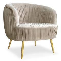 Dobras Sessel mit goldenen Metallbeinen und Samtbezug Taupe