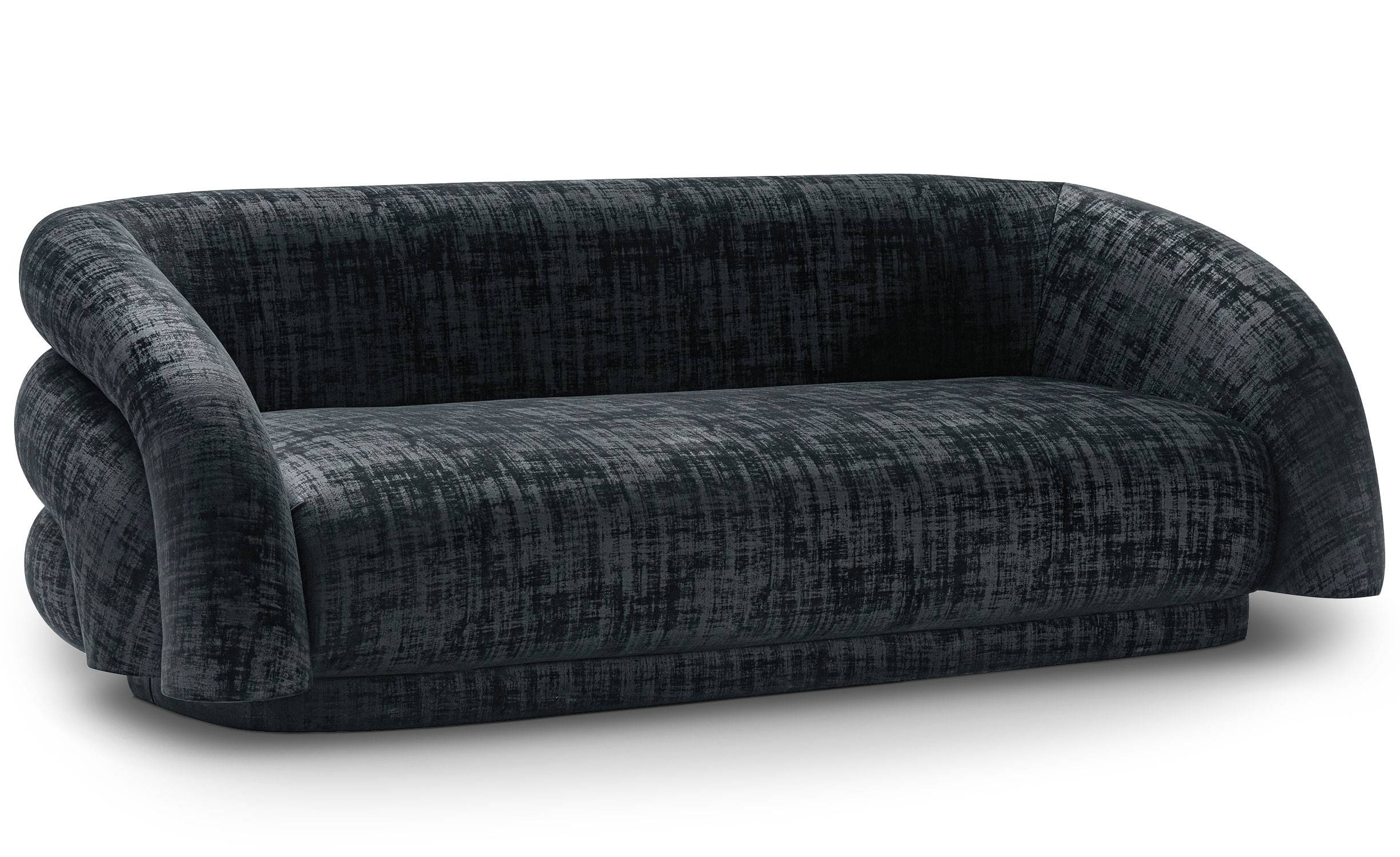 Dossilio Design 3-Sitzer-Sofa Texturierter Stoff Schwarz