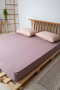 Lenzuolo a pieghe per letto matrimoniale 180x200cm Sandras 100% cotone Purple