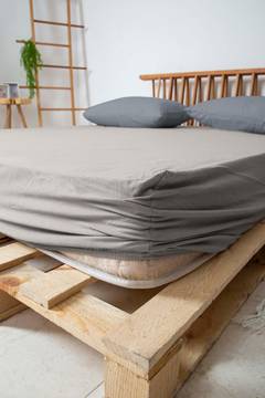 Sábana bajera para cama doble 180x200cm Sandras 100% algodón Gris