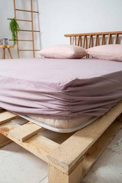 Spannbettlaken für Doppelbett 180x200cm Sandras 100% baumwollstoff Violett lila