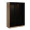 3-deurskast Rookglas Zwart Antipaxos L135xH210cm 1 rail en 2 laden Licht hout