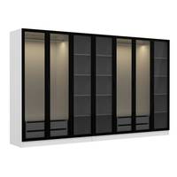 7-deurs kledingkast Rookglas Zwart Antipaxos L315xH210cm 2 rails en 4 laden Wit