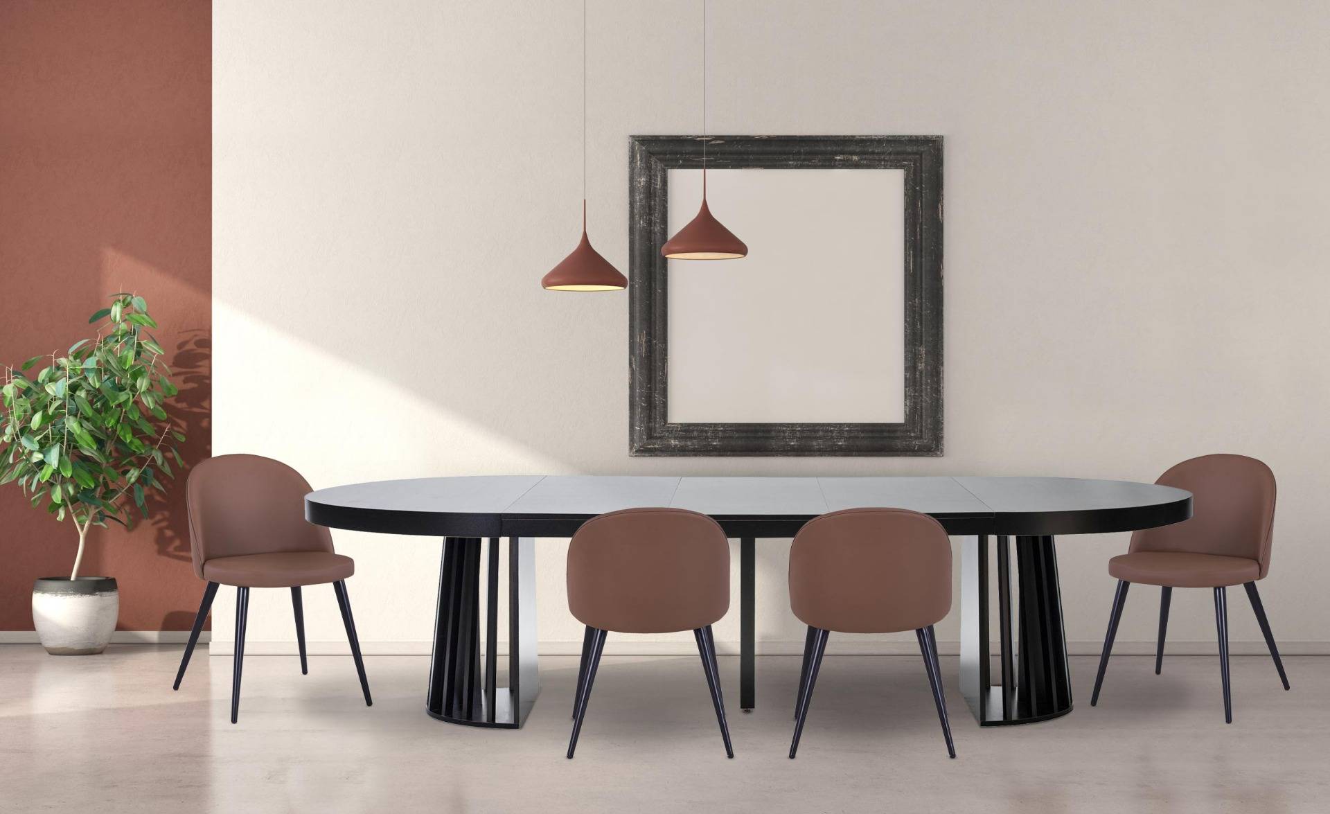 zwarte uitschuifbare ovale tafel