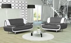 Conjunto de 3 sofás de 2 plazas Palermos Bicolor Imitación gris y blanco