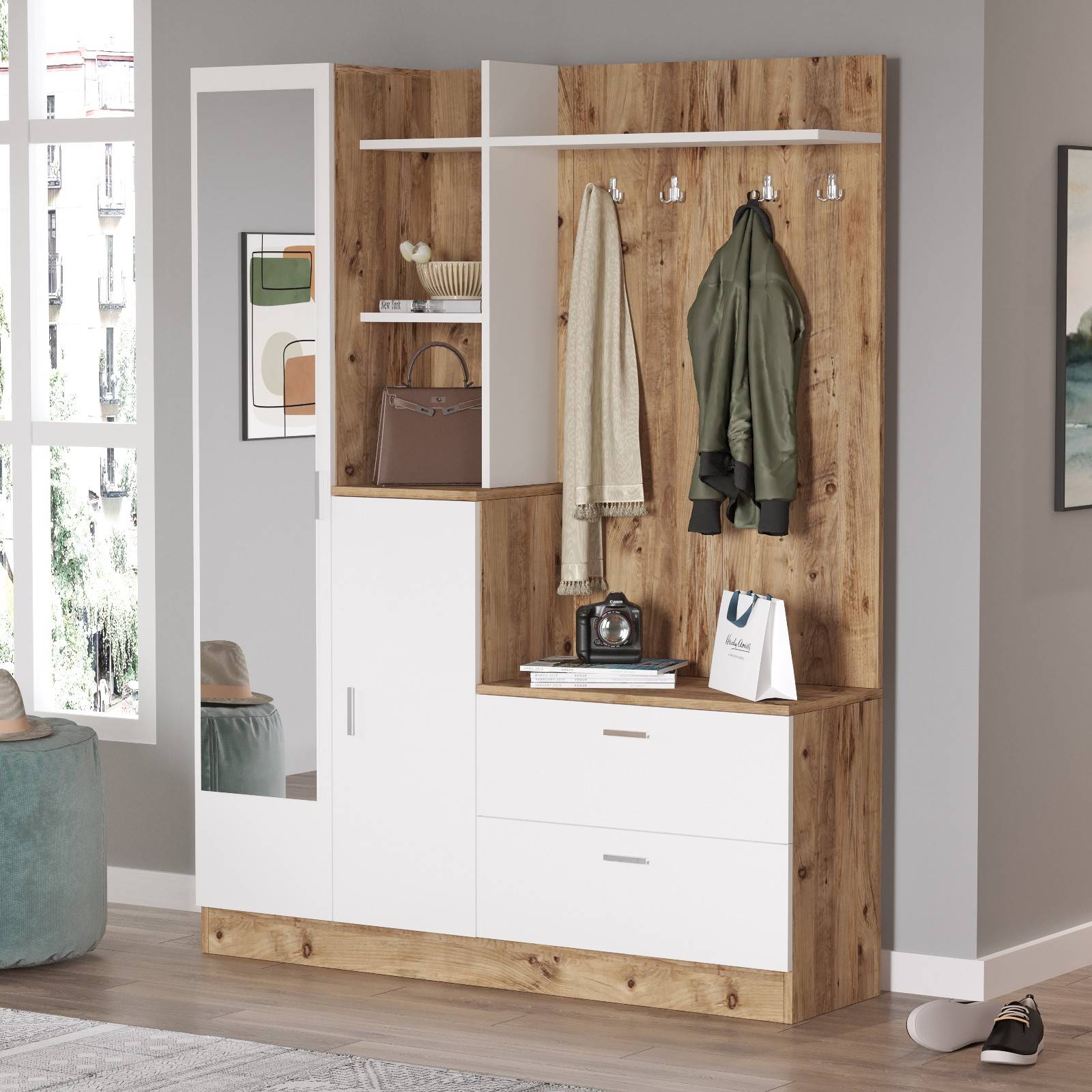 Petite armoire de rangement pour chambre ou bureau style scandinave