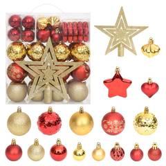 Set Weihnachtskugeln Maliel 70 Stück Gold und Rot