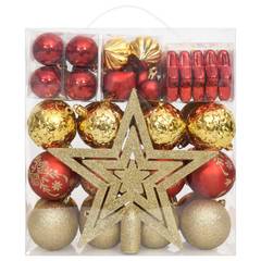 Set di decorazioni natalizie Maliel 70 pezzi Oro e Rosso