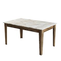 Set aus Sideboard und Esstisch Kaltes Holz und Weiß Marmoreffekt