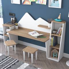 Schreibtischset, 2 Bücherregale und Stuhl Loretta Weiß und helles Holz