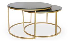 Set di 2 tavolini ad incastro Arcania Verde e Metallo Oro