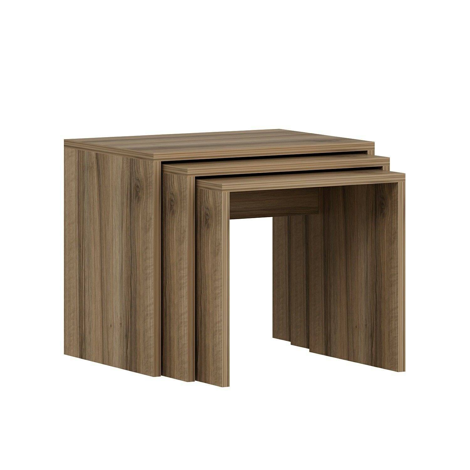 Set di 3 tavolini Holbox in legno scuro