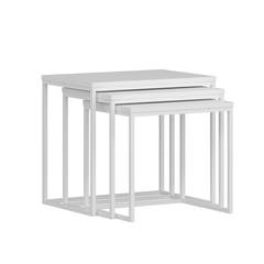 Set di 3 tavolini in stile industriale Gili in metallo e legno bianco