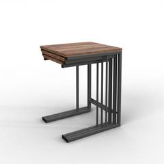Set di 3 tavoli a nido Aeron - Metallo nero e legno di quercia scuro