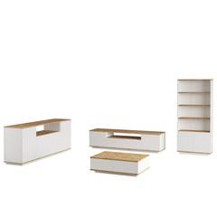 Set di mobili da soggiorno Dani in legno chiaro e bianco