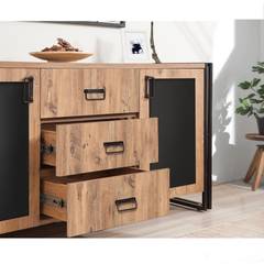 Set di mobili in stile industriale Aodh Metallo nero e legno chiaro